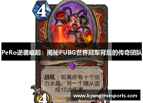 PeRo逆袭崛起：揭秘PUBG世界冠军背后的传奇团队